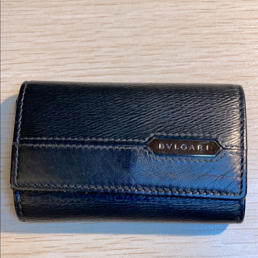Bvlgari Black Leather Vintage key case/2 card holder